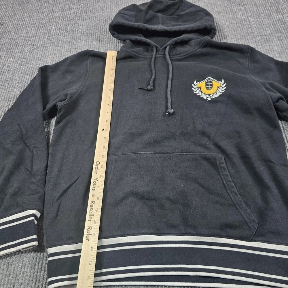 True Religion Hoodie Mens XL Black Pullover Fleece Varsity Back Graphic